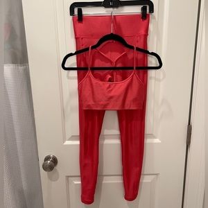 ALL ACCESS Red Leggings and Sports Bra Set